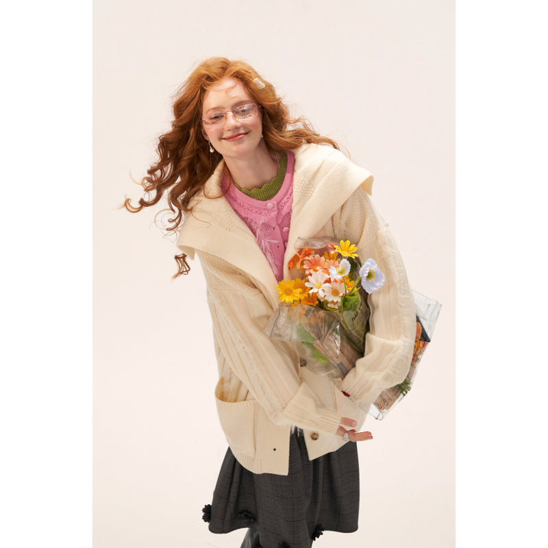 Frill Collar Knit Cardigan