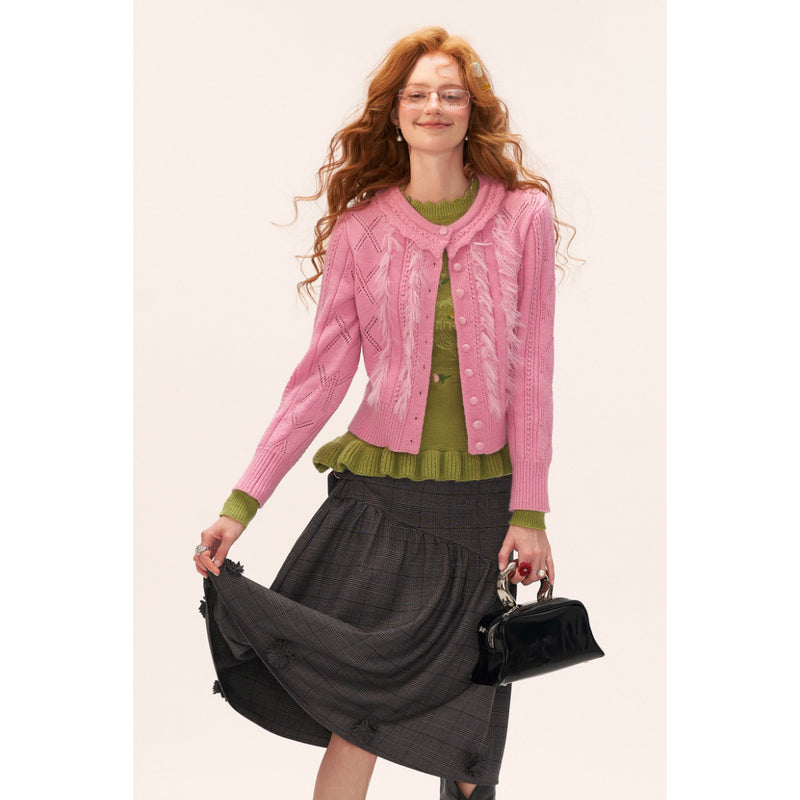 Frill Collar Knit Cardigan