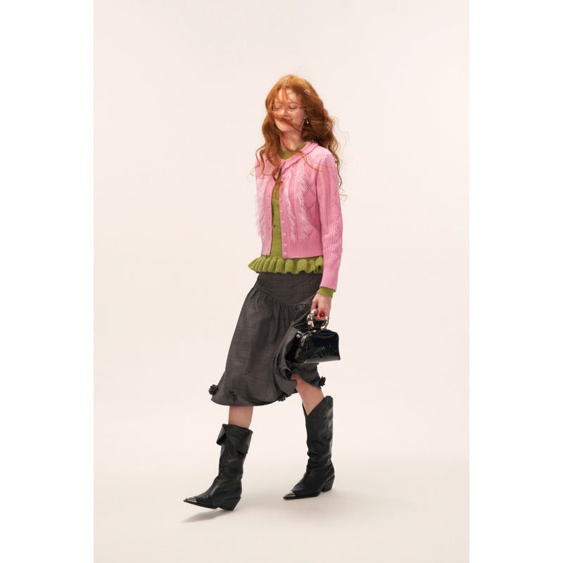 Frill Collar Knit Cardigan
