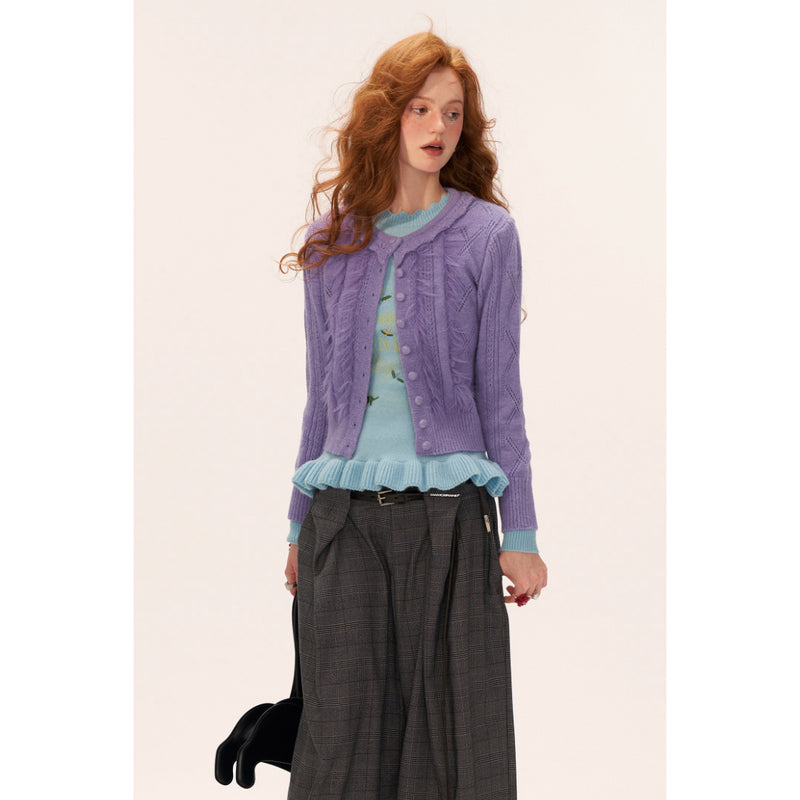 Frill Collar Knit Cardigan