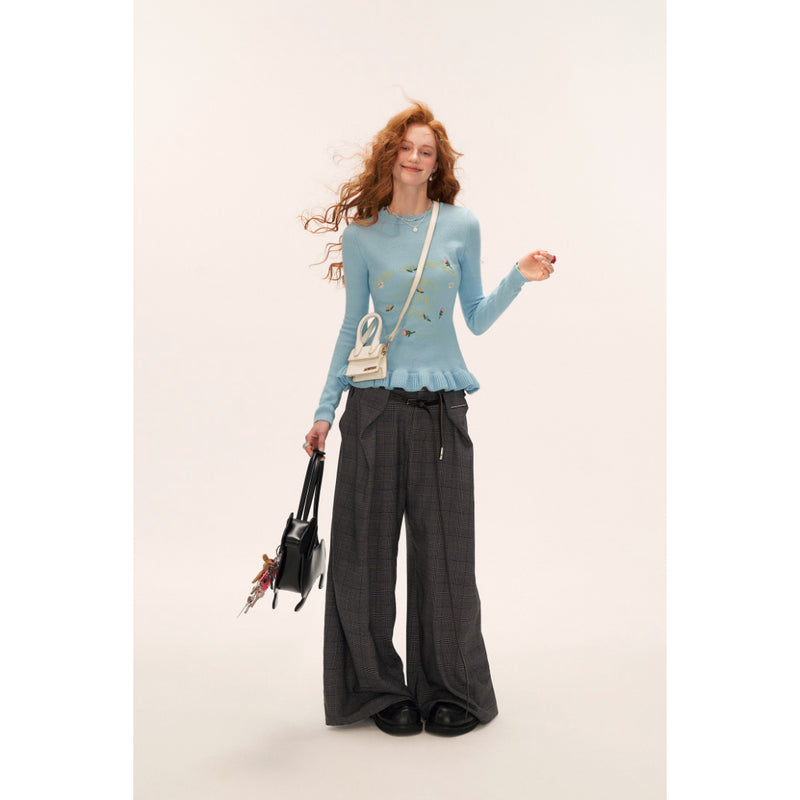 Flower Embroidered Knit Sweater