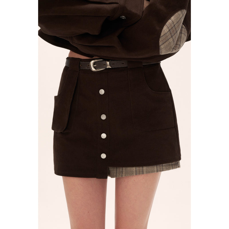 Vintage Check Jacket and Short Skirt Pants