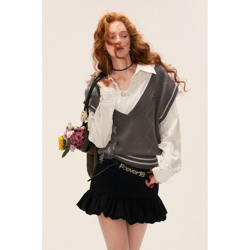 Gray Retro Knit Vest