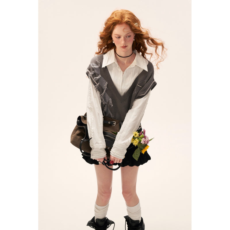 Gray Retro Knit Vest