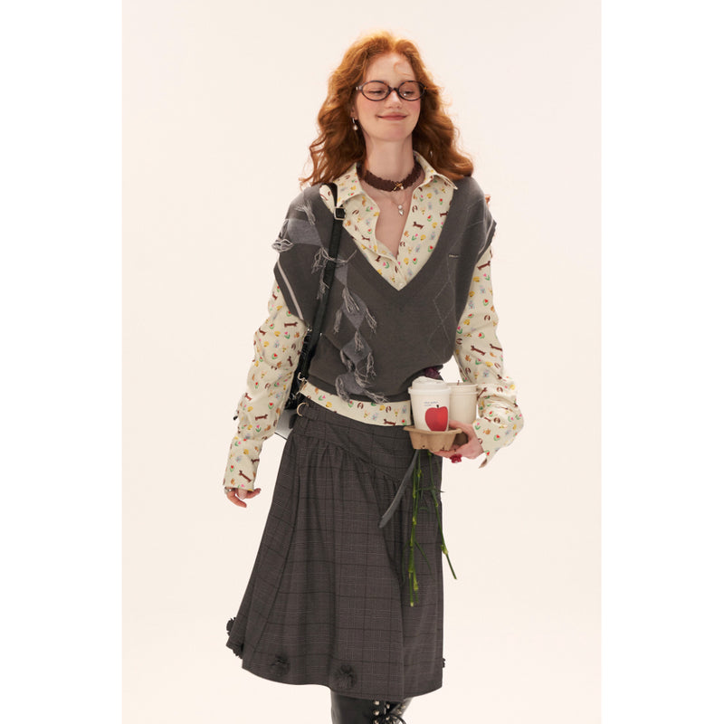 Gray Retro Knit Vest