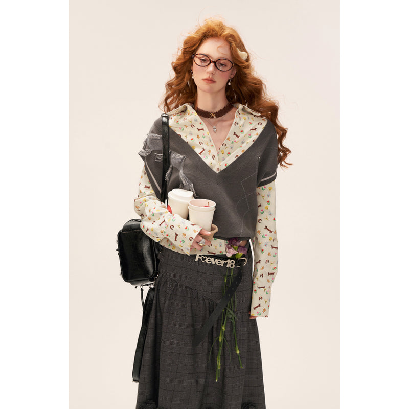 Gray Retro Knit Vest