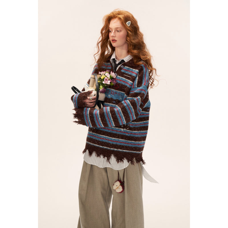 Starry Stripe Polo Knit Top