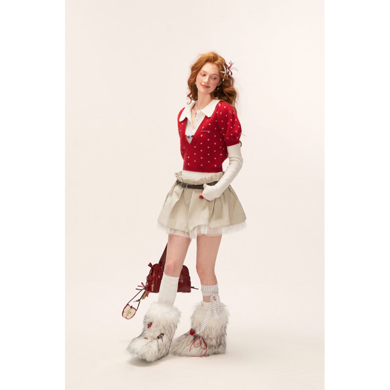 Star Pattern Knit Top and Knit Polo Top