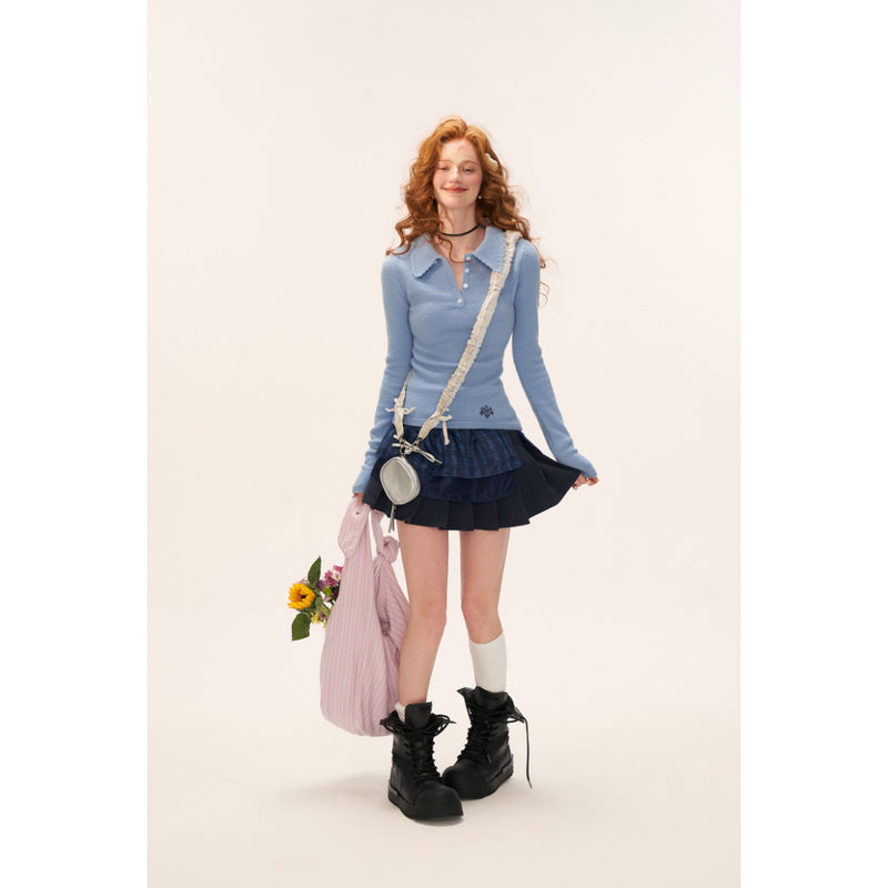 Star Pattern Knit Top and Knit Polo Top