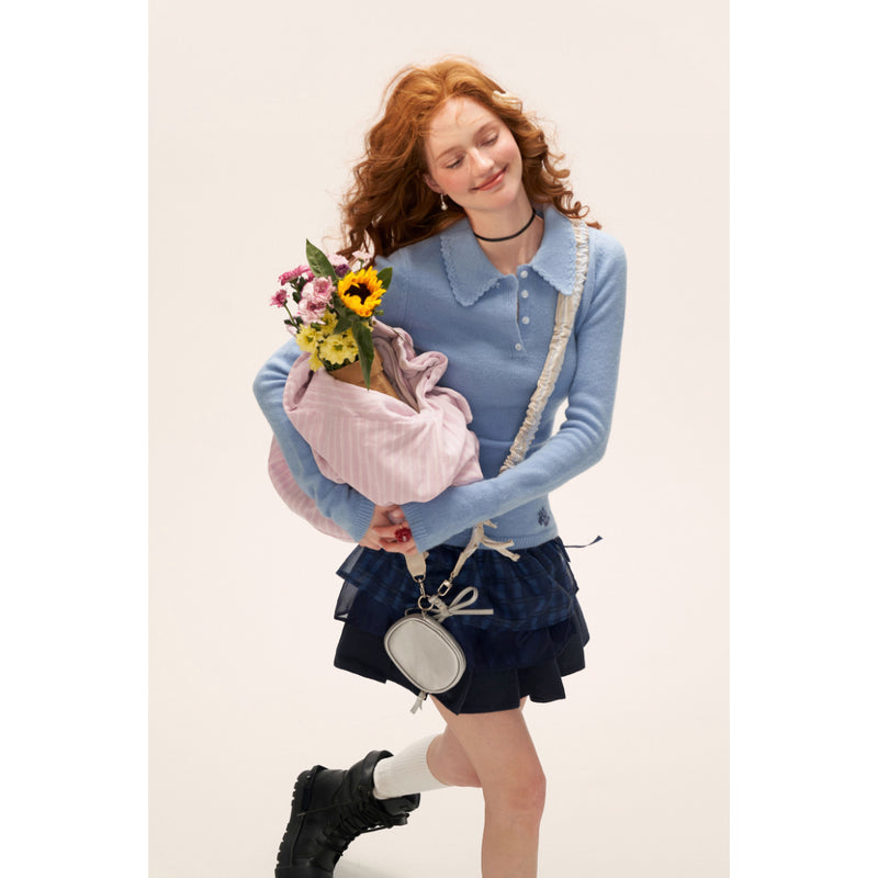 Star Pattern Knit Top and Knit Polo Top