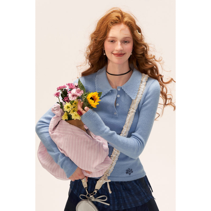 Star Pattern Knit Top and Knit Polo Top