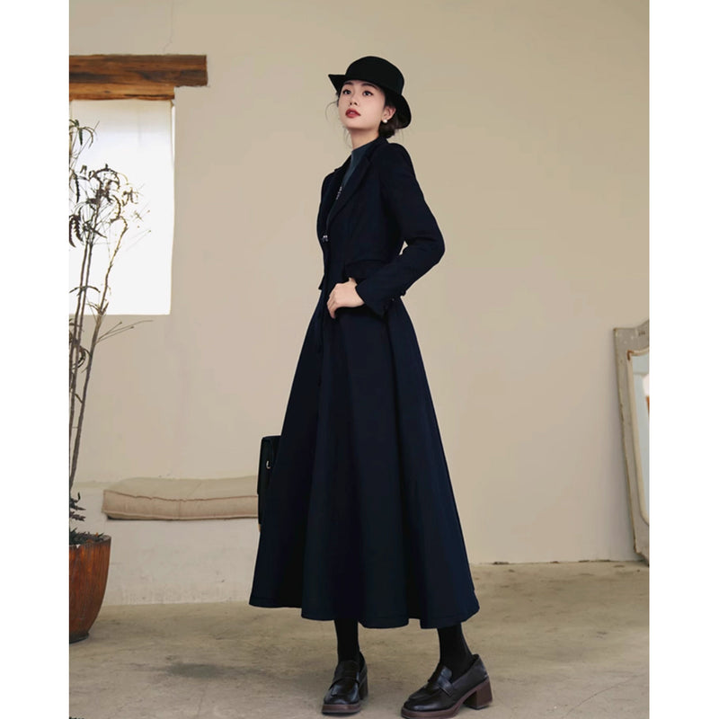 銀幕の貴婦人のクラシカルウールロングコート