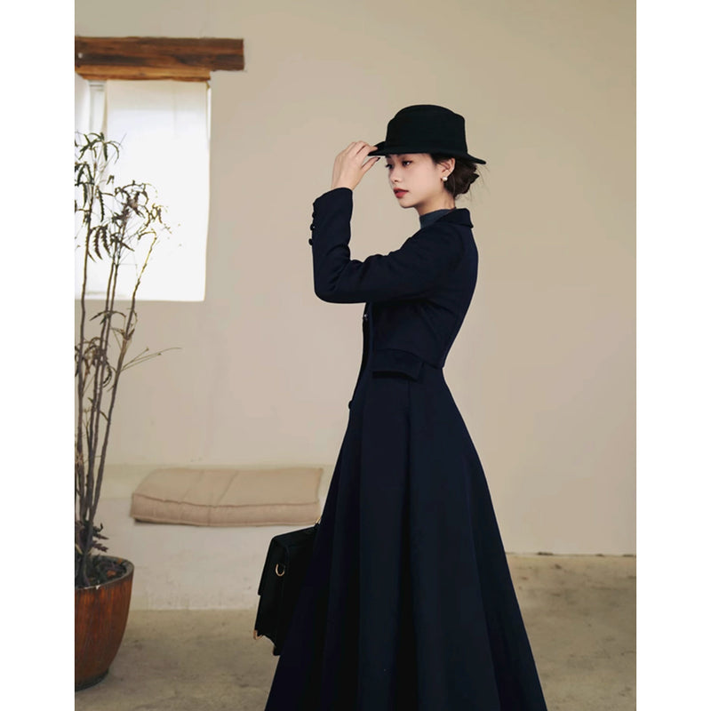 銀幕の貴婦人のクラシカルウールロングコート