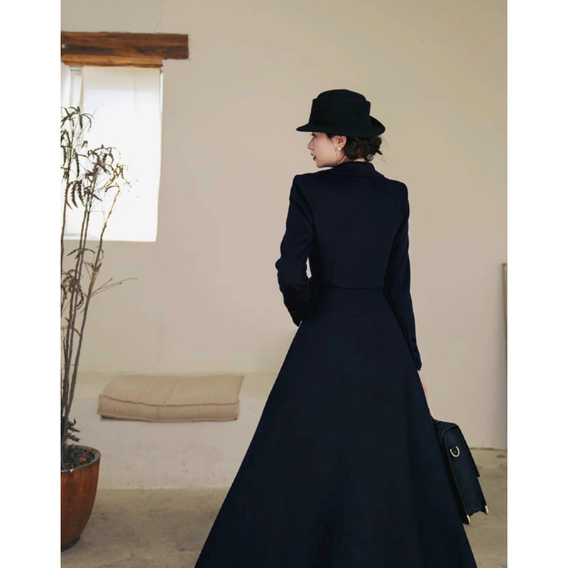 銀幕の貴婦人のクラシカルウールロングコート