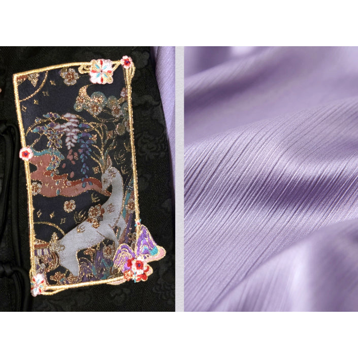 神話の鹿の刺繍プリーツスカートとトップスとベスト