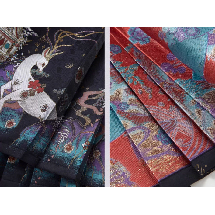 神話の鹿の刺繍プリーツスカートとトップスとベスト