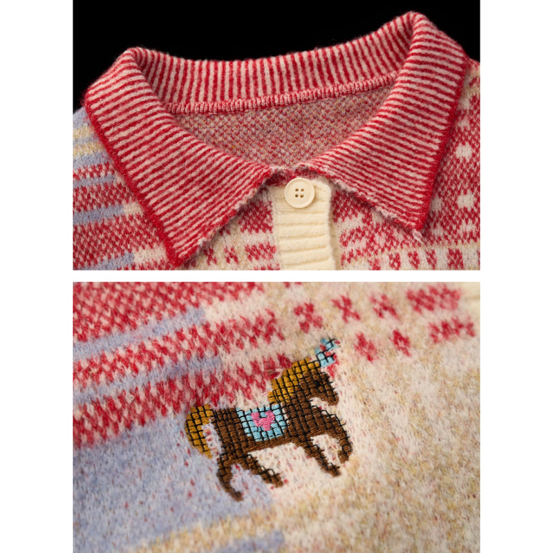 Pony and Check Cardigan Jacket