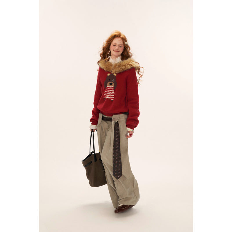 Cute Dog Fur Knit Sweatshirt