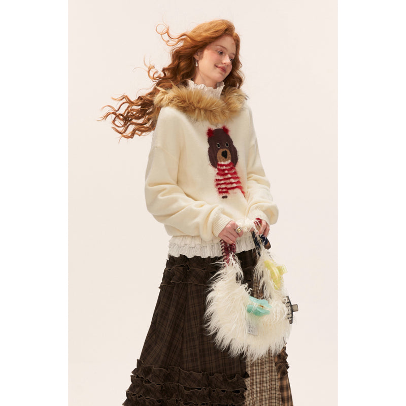 Cute Dog Fur Knit Sweatshirt