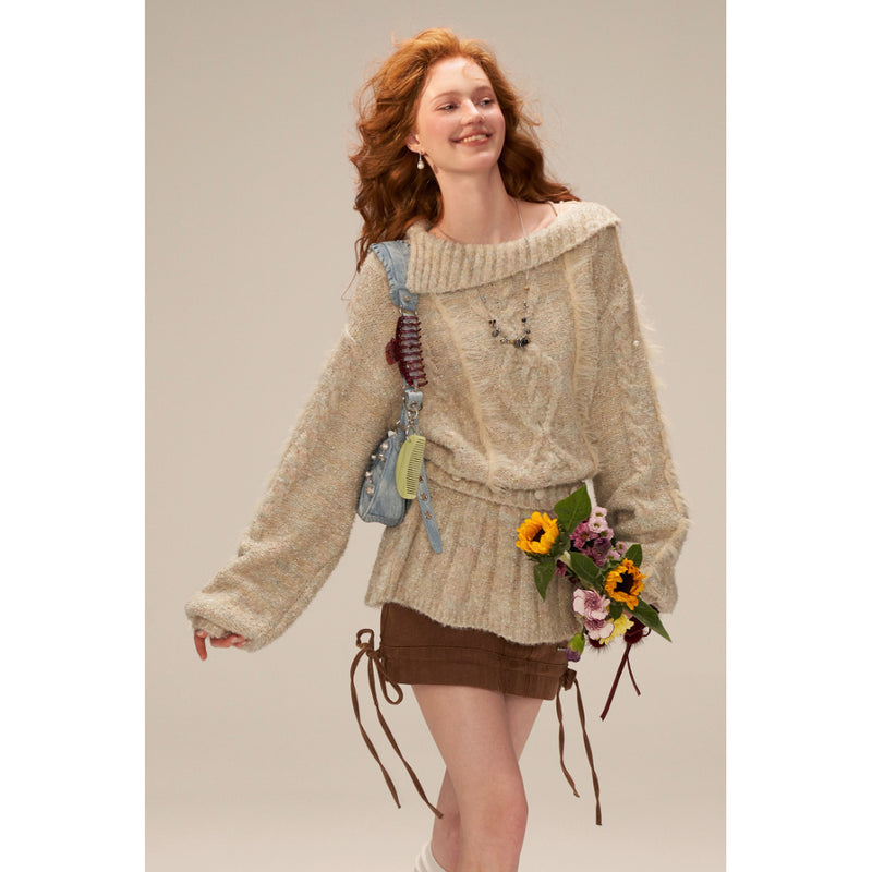 Cable Knit Waist-Shaping Sweater