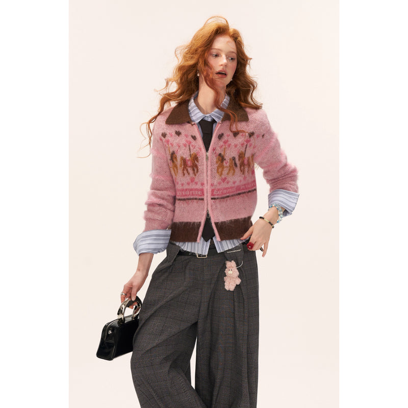 Merry-Go-Round Zip-up Knit Cardigan