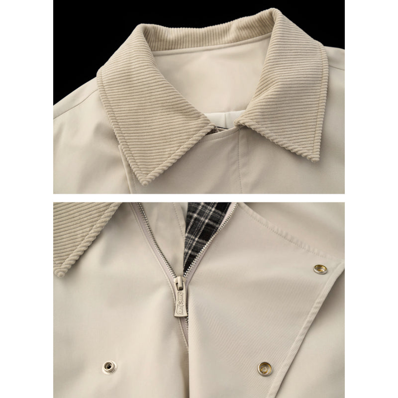 Corduroy Collar Trench Jacket