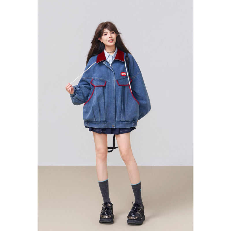 真っ赤なリボンのデニムジャケット – ManusMachina