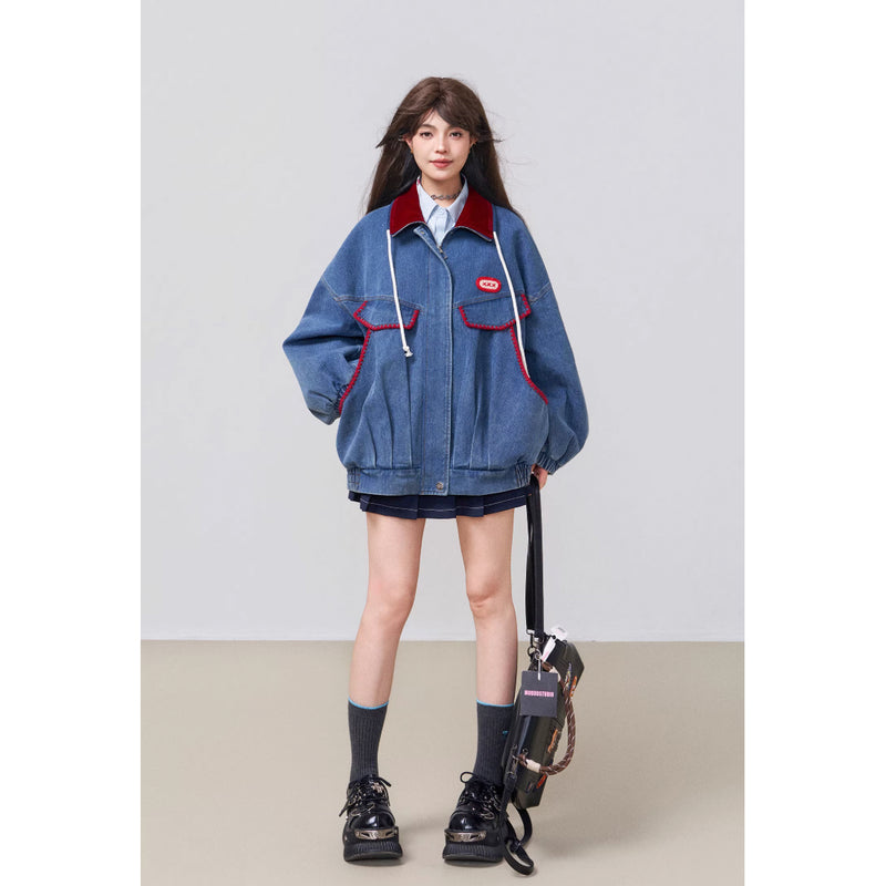 真っ赤なリボンのデニムジャケット – ManusMachina