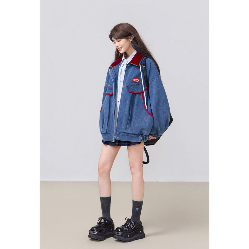 真っ赤なリボンのデニムジャケット[2026年3月下旬発送予定] – ManusMachina