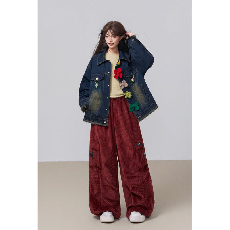 花とリボンを編んだデニムジャケット – ManusMachina