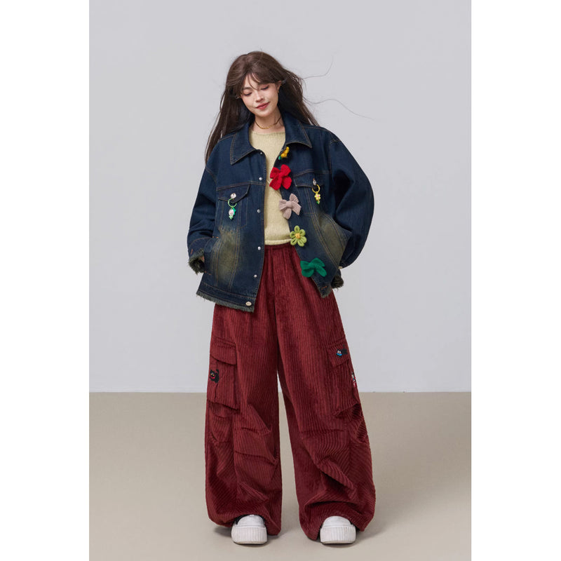 花とリボンを編んだデニムジャケット – ManusMachina