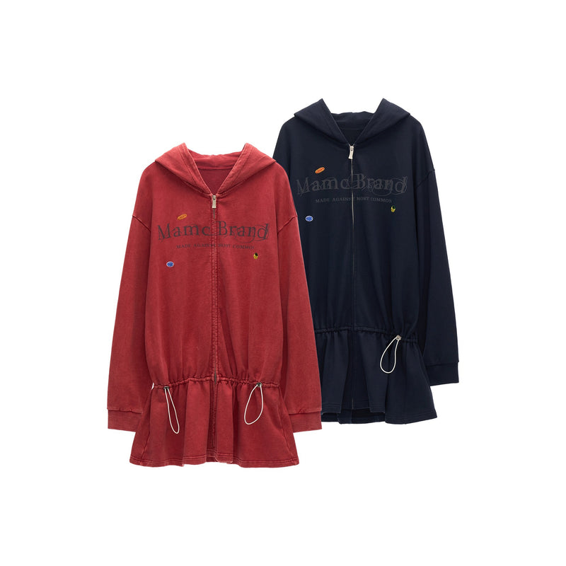 Washed Logo Zip-Up Hoodie