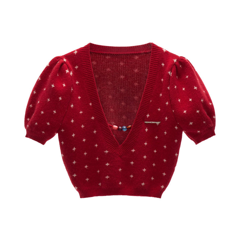 Star Pattern Knit Top and Knit Polo Top