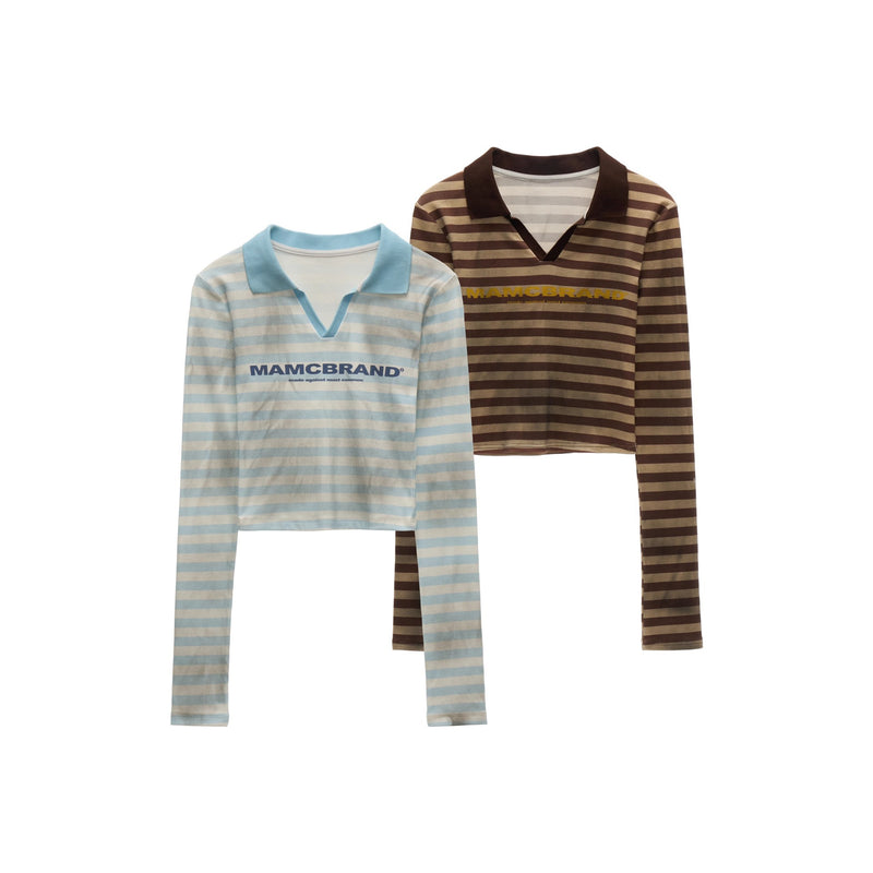 Retro Striped Slim Polo Top