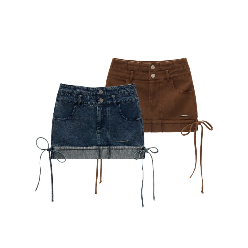 Double-waisted Denim Short Skirt
