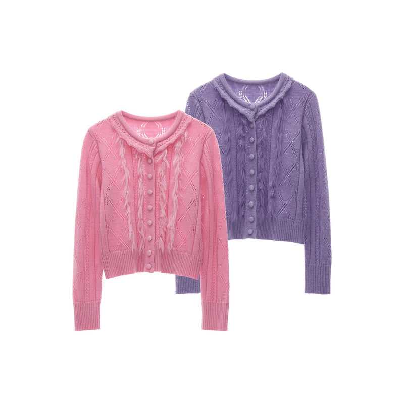 Frill Collar Knit Cardigan