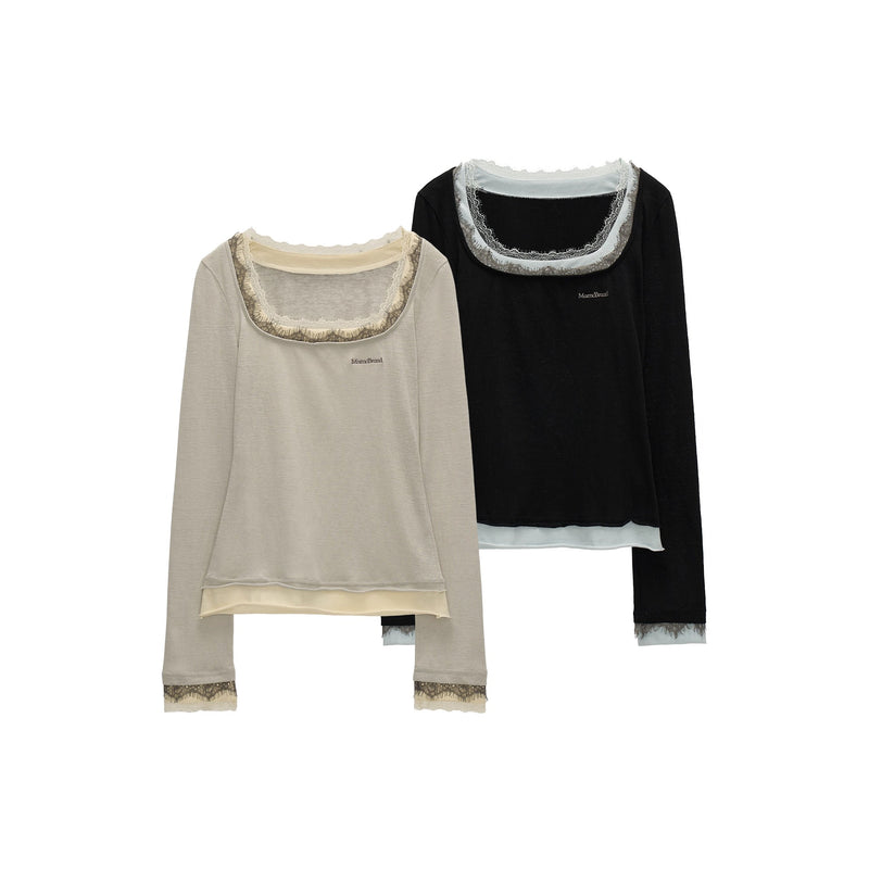 Double-layered Lace Slim Top