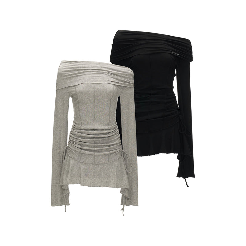 One-shoulder Gathered Slim Fit Dress
