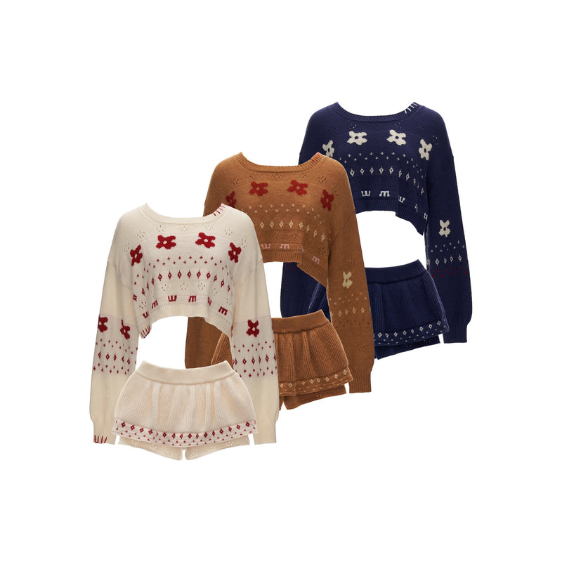 Star and Floral Knit Sweater and Shorts