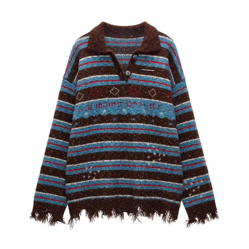 Starry Stripe Polo Knit Top