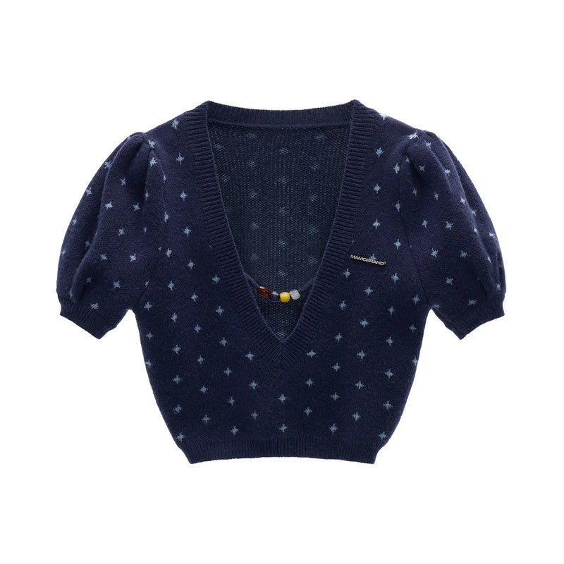 Star Pattern Knit Top and Knit Polo Top