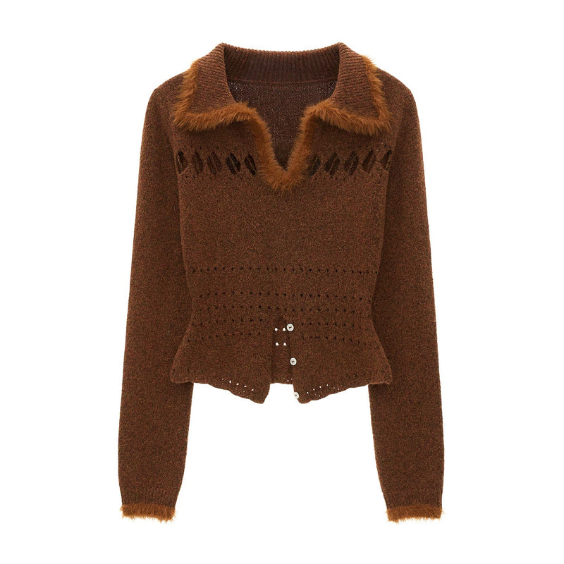 Fur-Trim Openwork Knit Top – ManusMachina