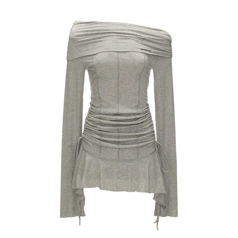 One-shoulder Gathered Slim Fit Dress