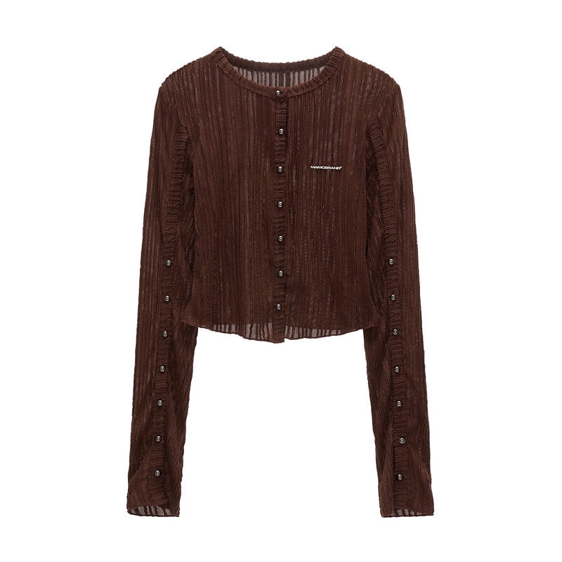 Striped Multi Button Knit Cardigan