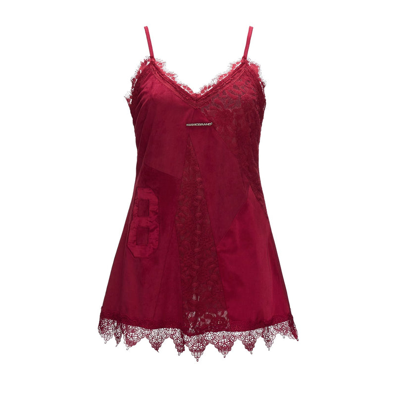 Red Suede and Lace Cami Dress