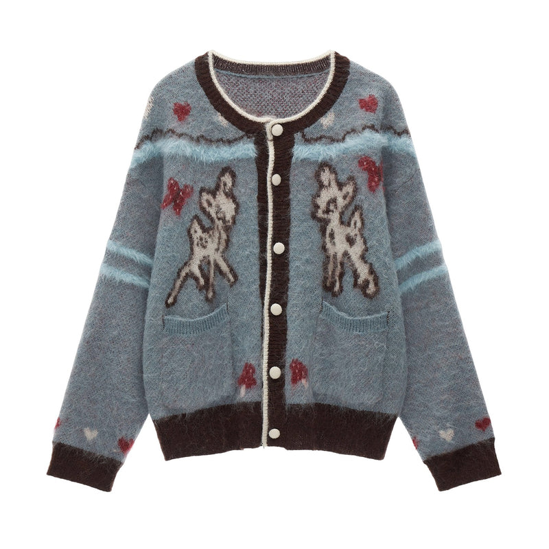 Fawn and Butterfly Knit Cardigan