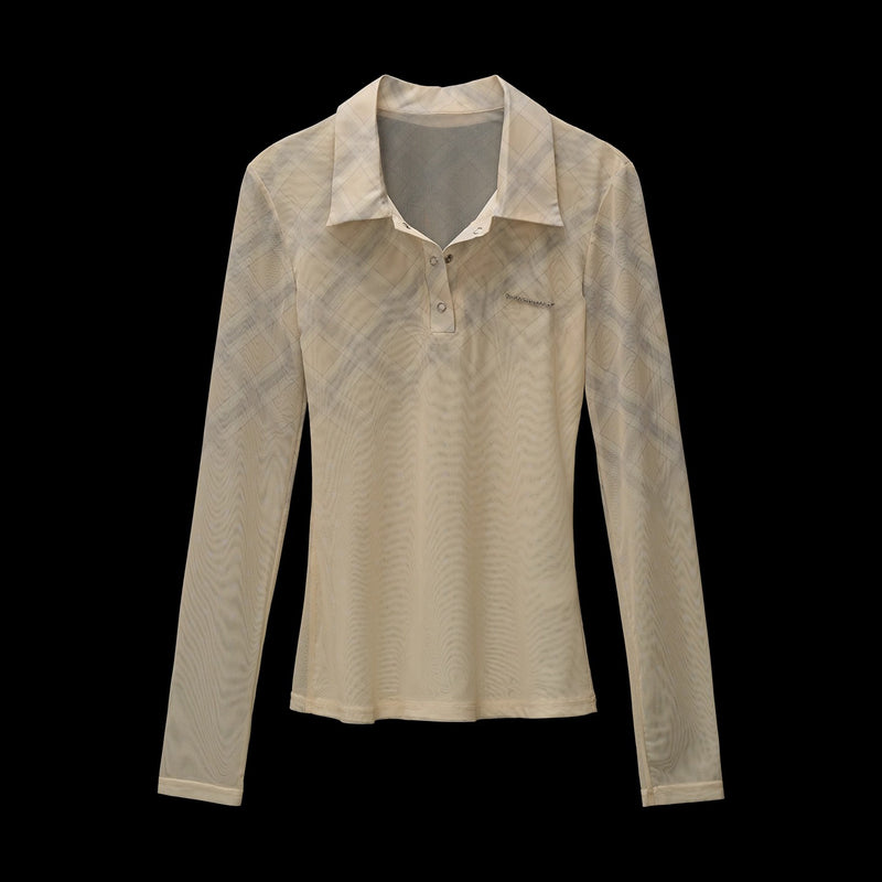 Star and Check Mesh Gradient Top