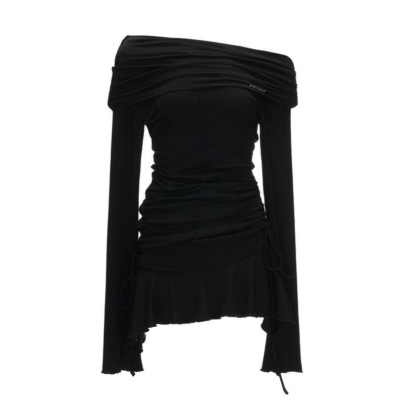 One-shoulder Gathered Slim Fit Dress
