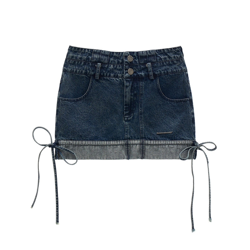 Double-waisted Denim Short Skirt