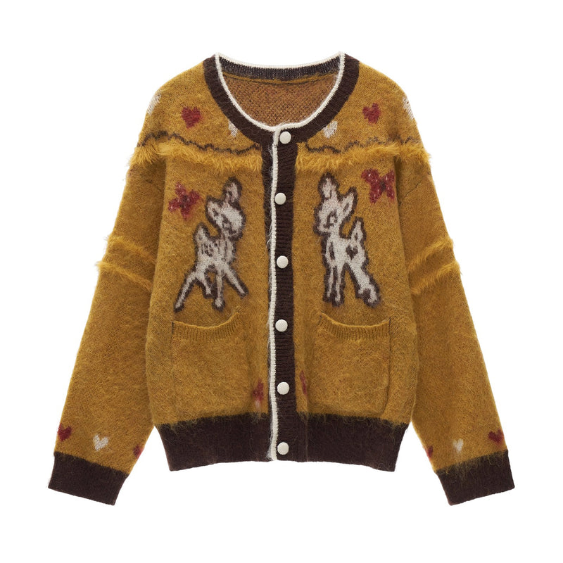 Fawn and Butterfly Knit Cardigan